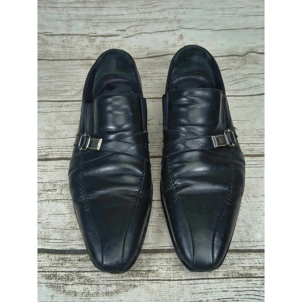 Mezlan Black Leather Slip On Loafers Men Size 11.5
